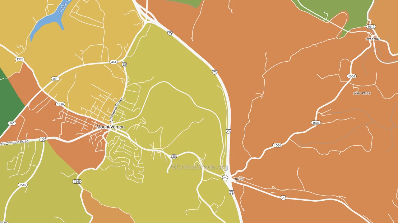 Burr, KY Map of Robbery Rates