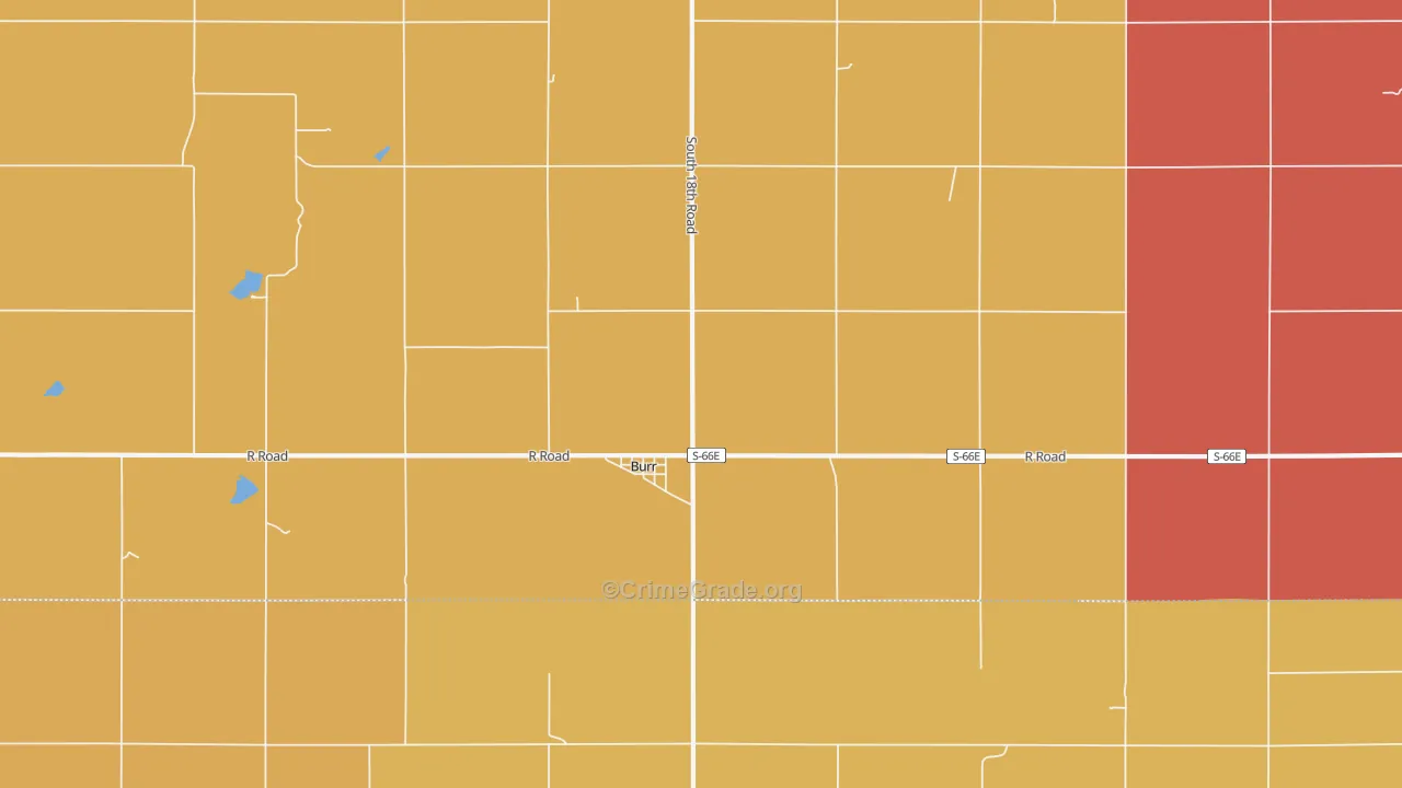Burr, NE Map of Robbery Rates
