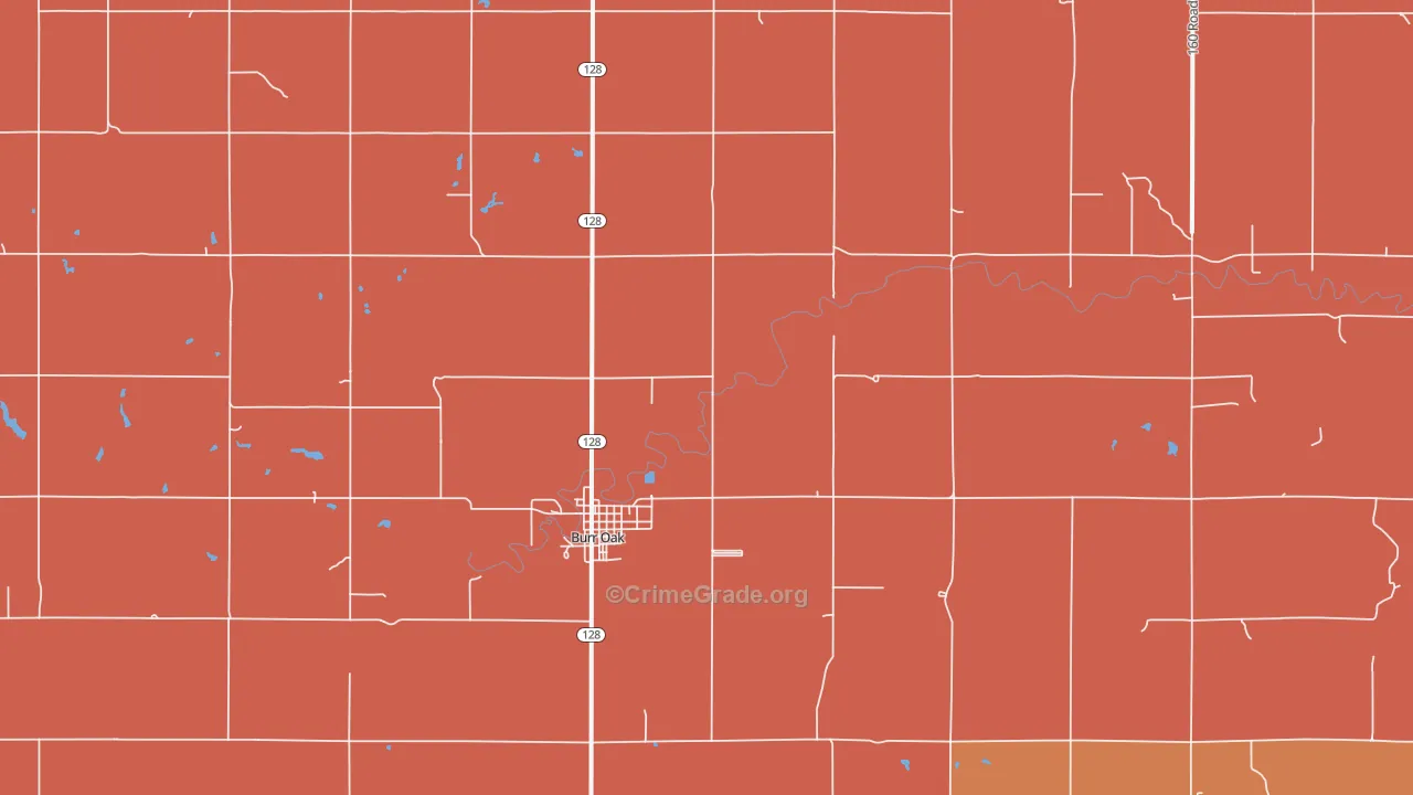Burr Oak, KS Map of Robbery Rates