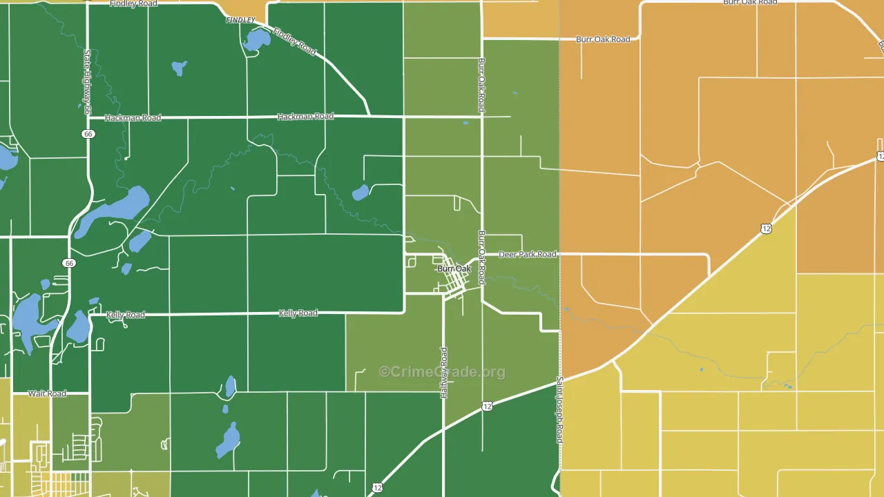 Burr Oak, MI Map of Robbery Rates