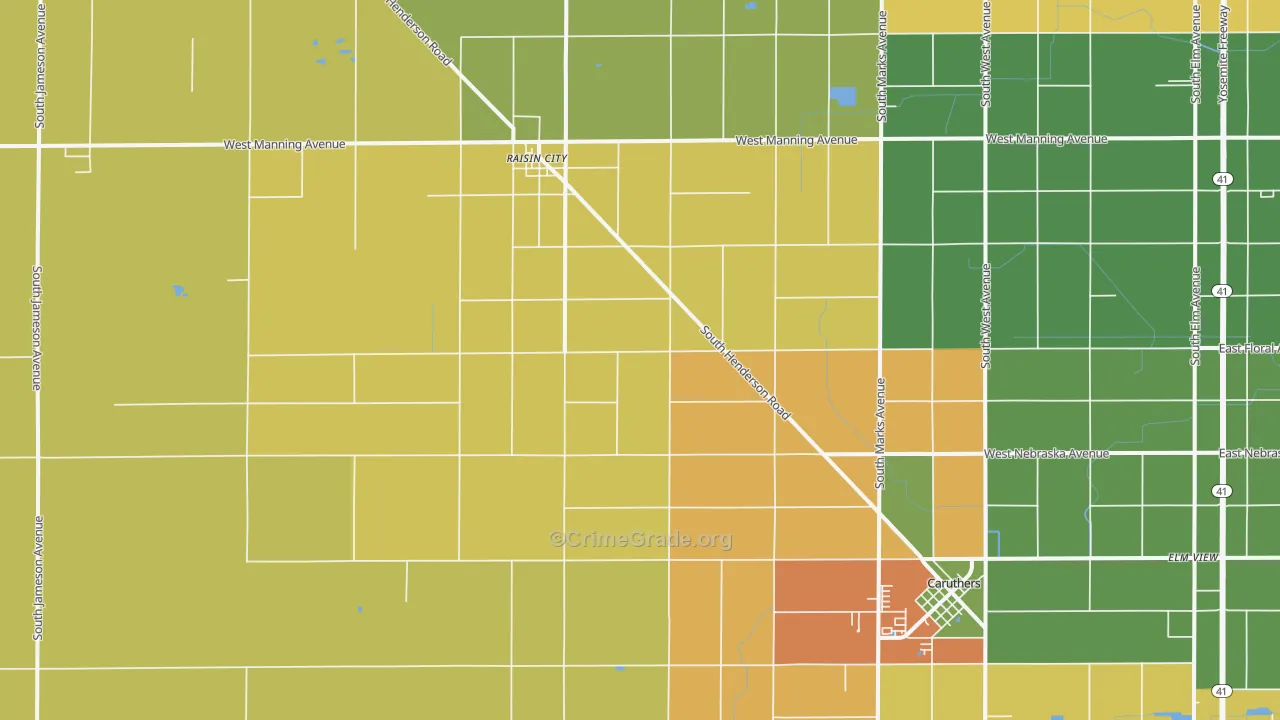 Burrel, CA Map of Robbery Rates