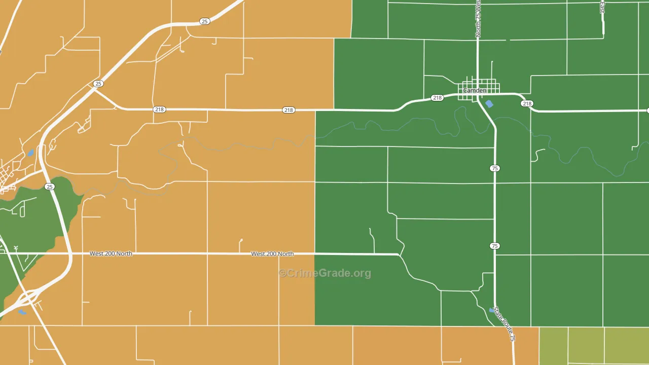 Burrows, IN Map of Robbery Rates