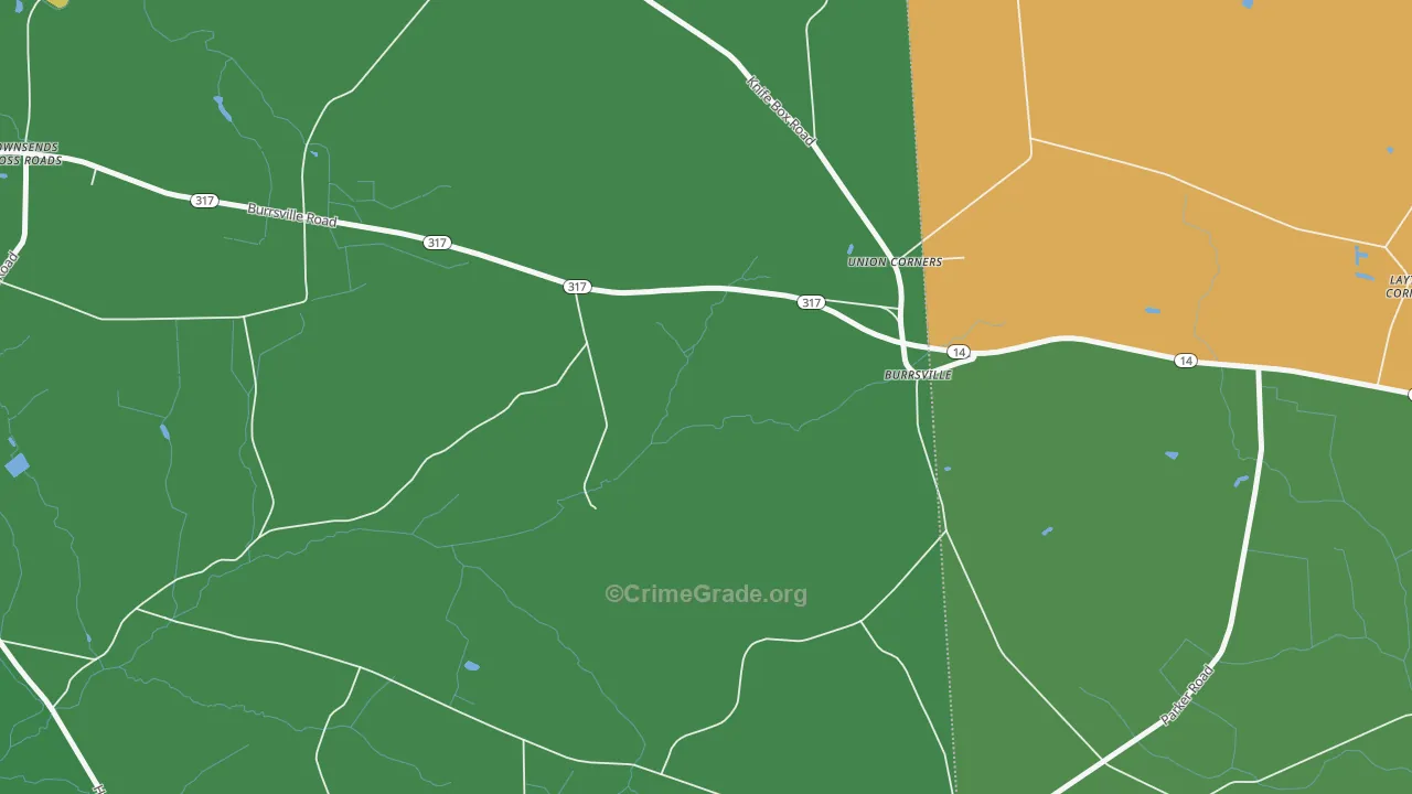 Burrsville, MD Map of Robbery Rates