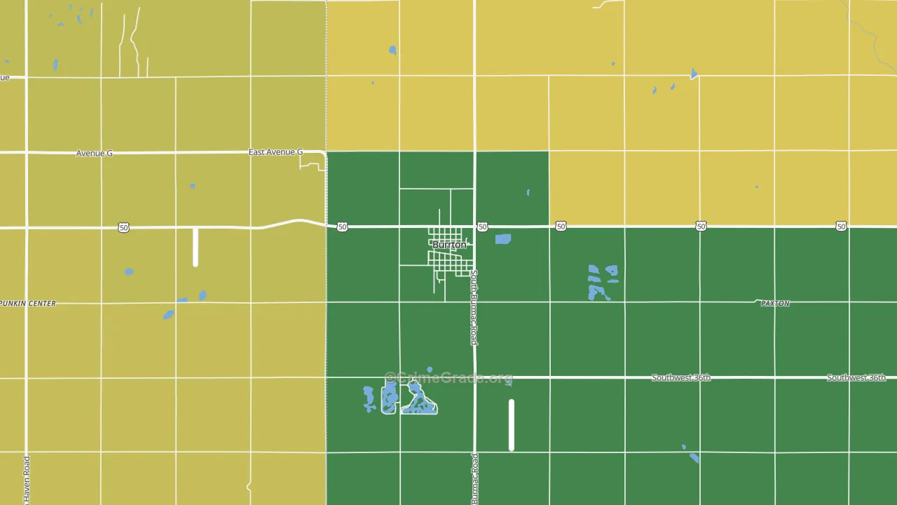 Burrton, KS Map of Robbery Rates