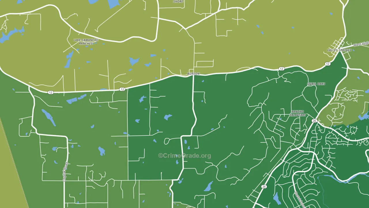 Burson, CA Map of Robbery Rates