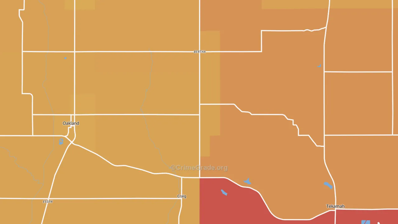 Burt County, NE Map of Robbery Rates