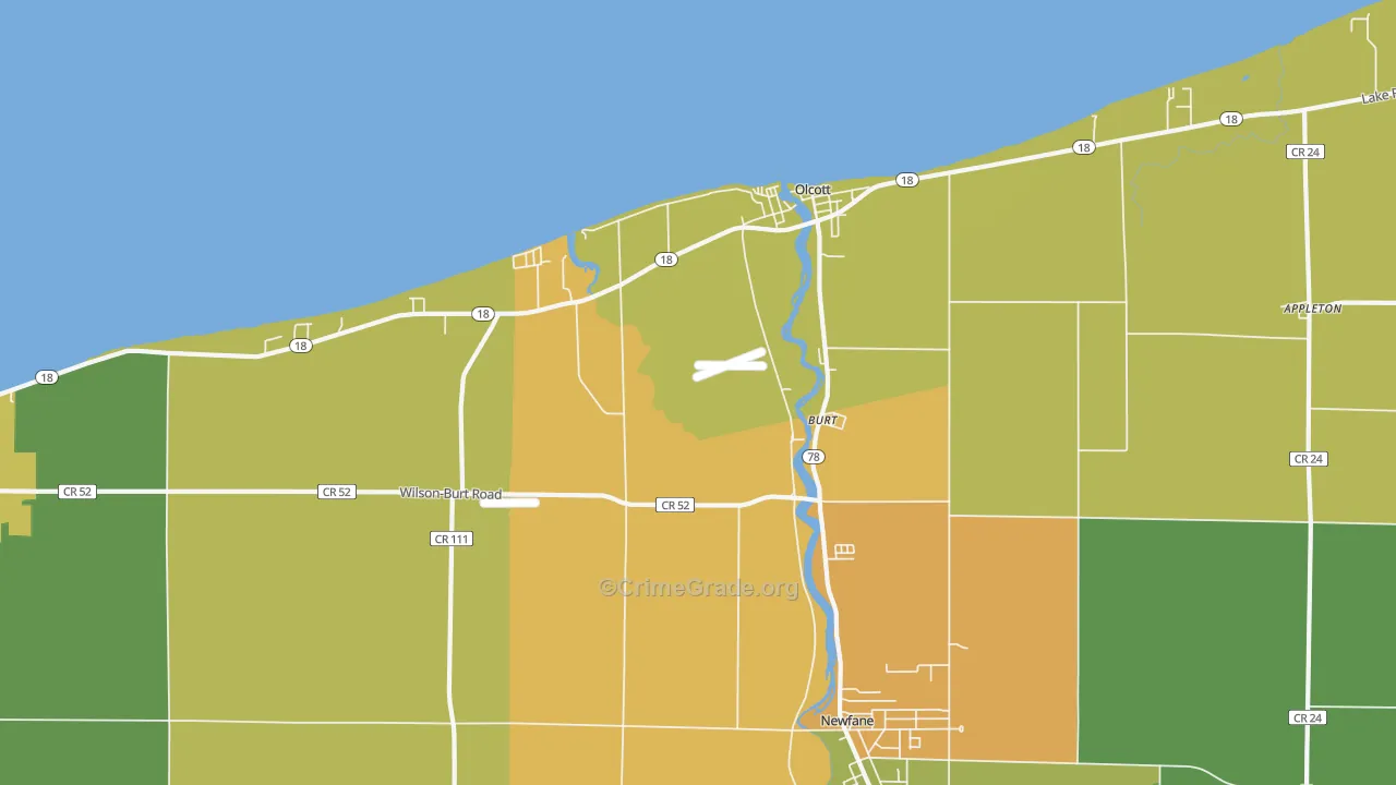 Burt, NY Map of Robbery Rates