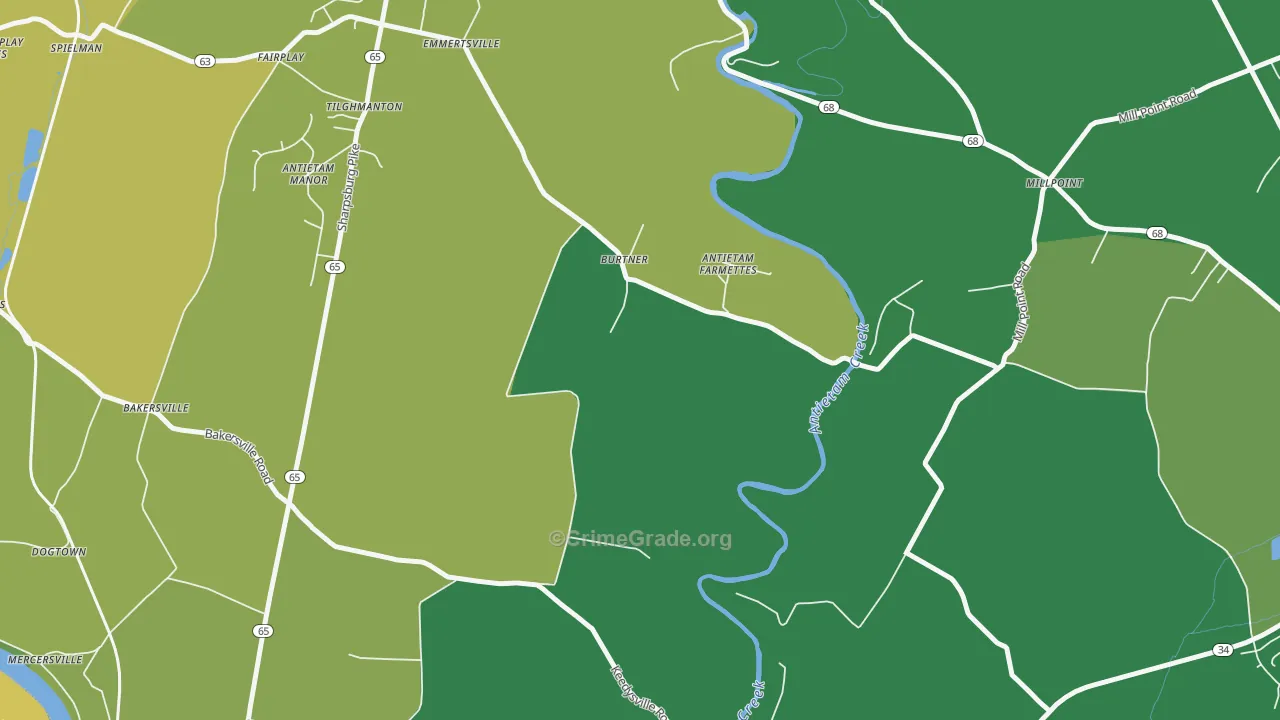 Burtner, MD Map of Robbery Rates