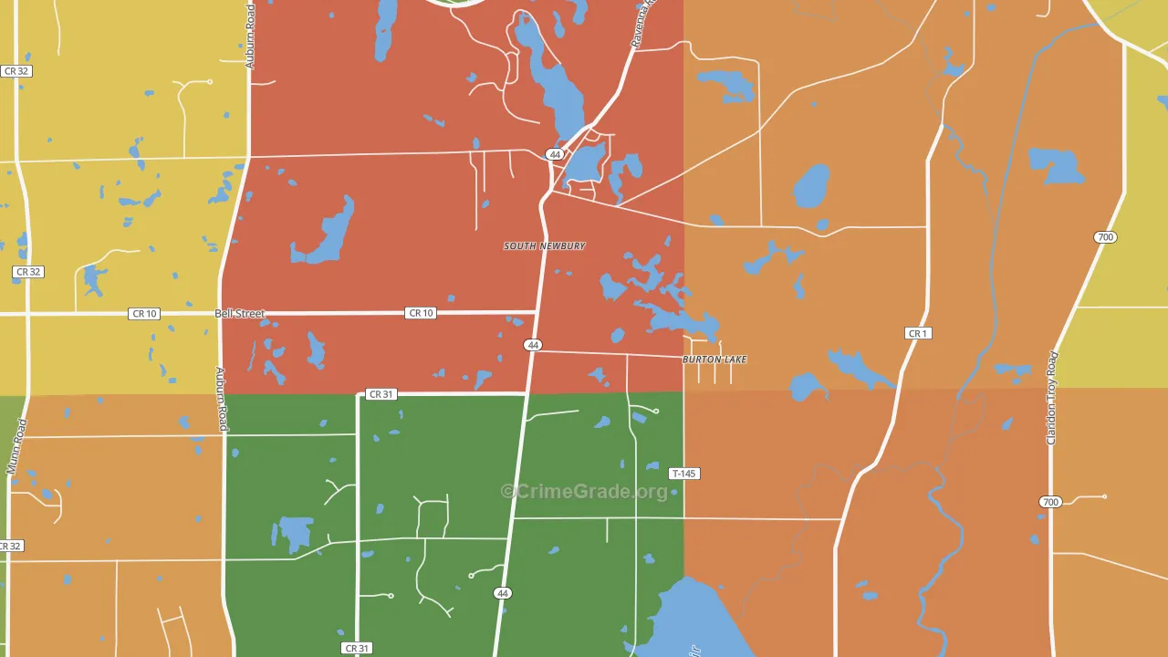 Burton Lake, OH Map of Robbery Rates