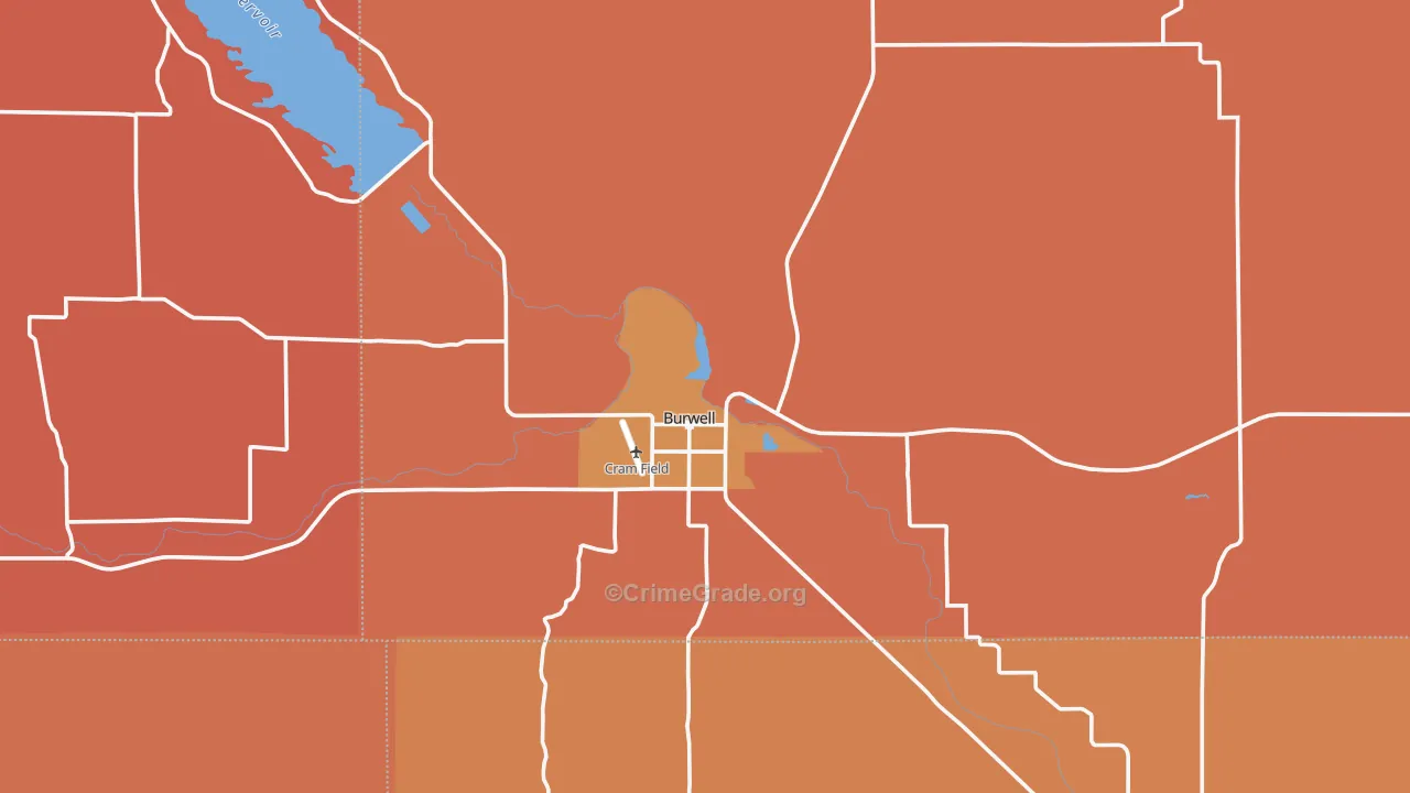 Burwell, NE Map of Robbery Rates