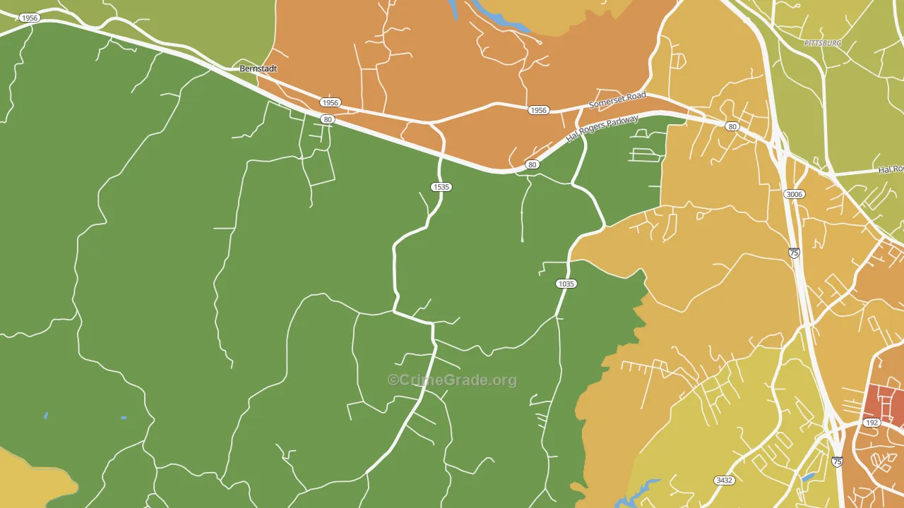 Bush, KY Map of Robbery Rates