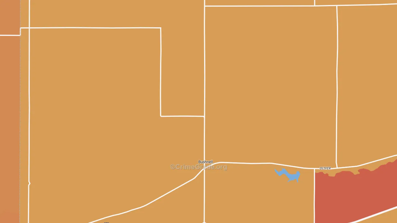 Bushnell, NE Map of Robbery Rates