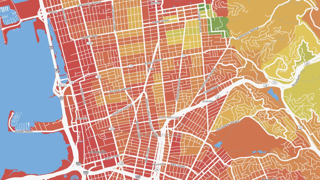 Bushrod, Oakland, CA Map of Robbery Rates