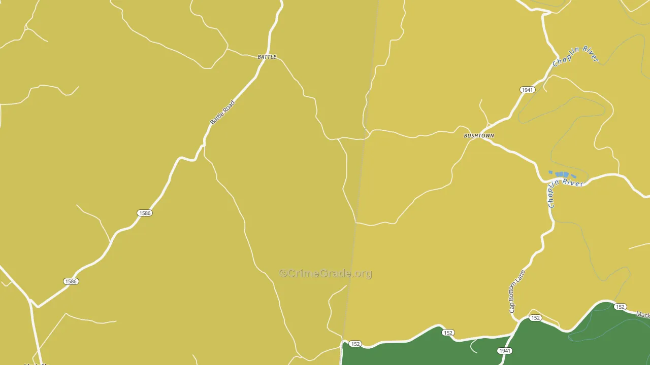 Bushtown, KY Map of Robbery Rates