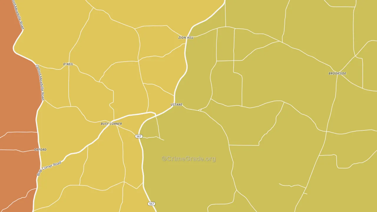 Busy Corner, MS Map of Robbery Rates