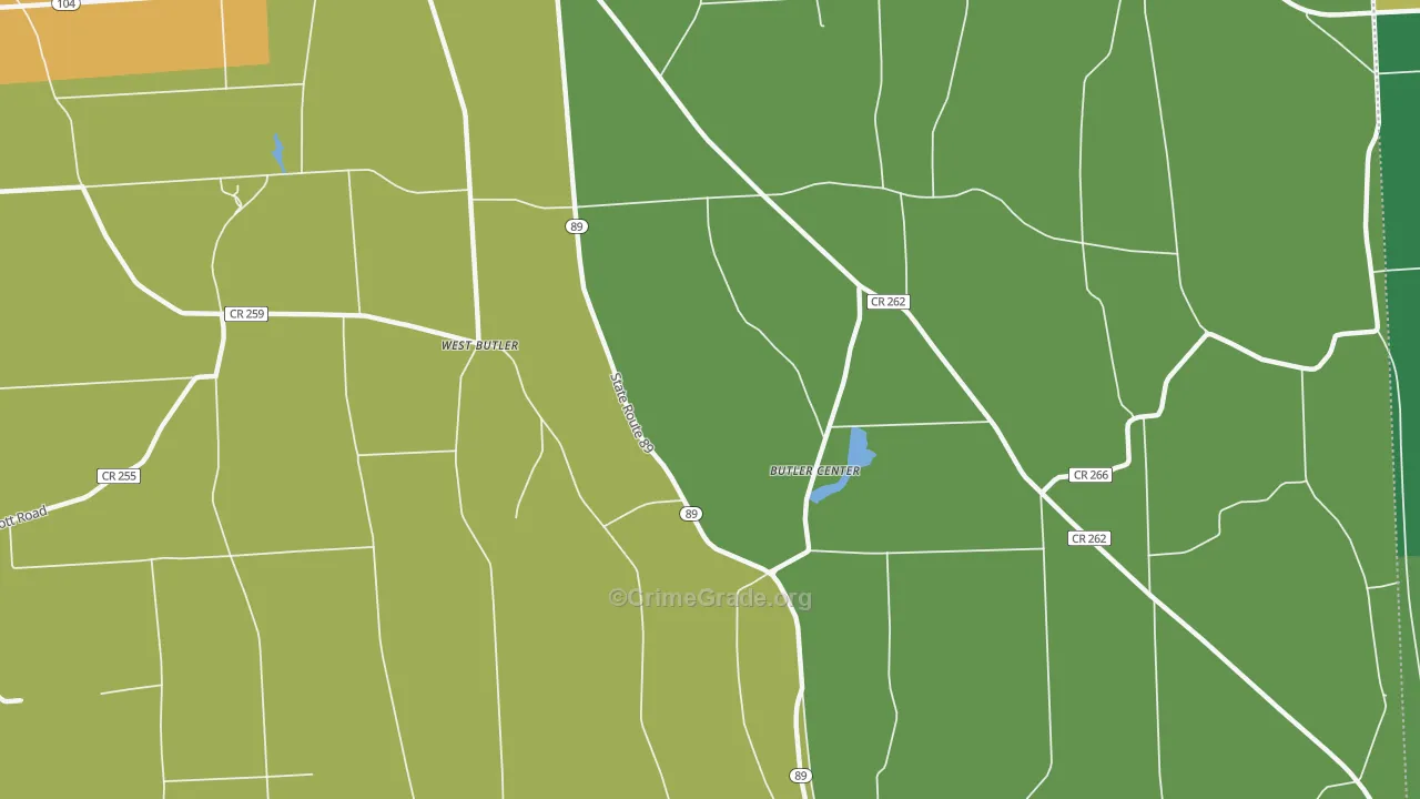 Butler Center, NY Map of Robbery Rates