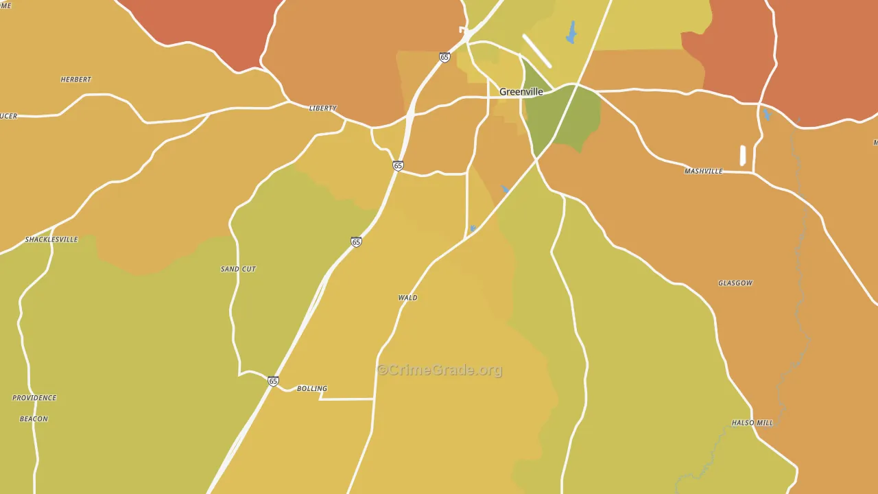 Butler County, AL Map of Robbery Rates