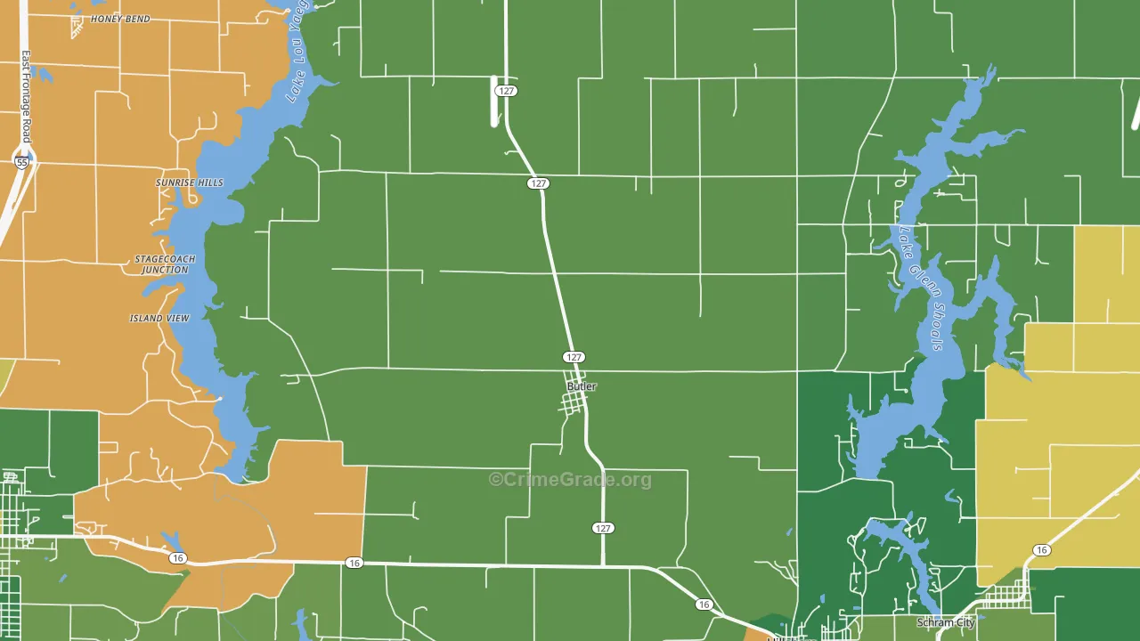 Butler, IL Map of Robbery Rates