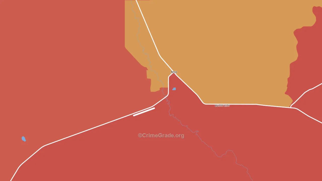 Butte City, ID Map of Robbery Rates