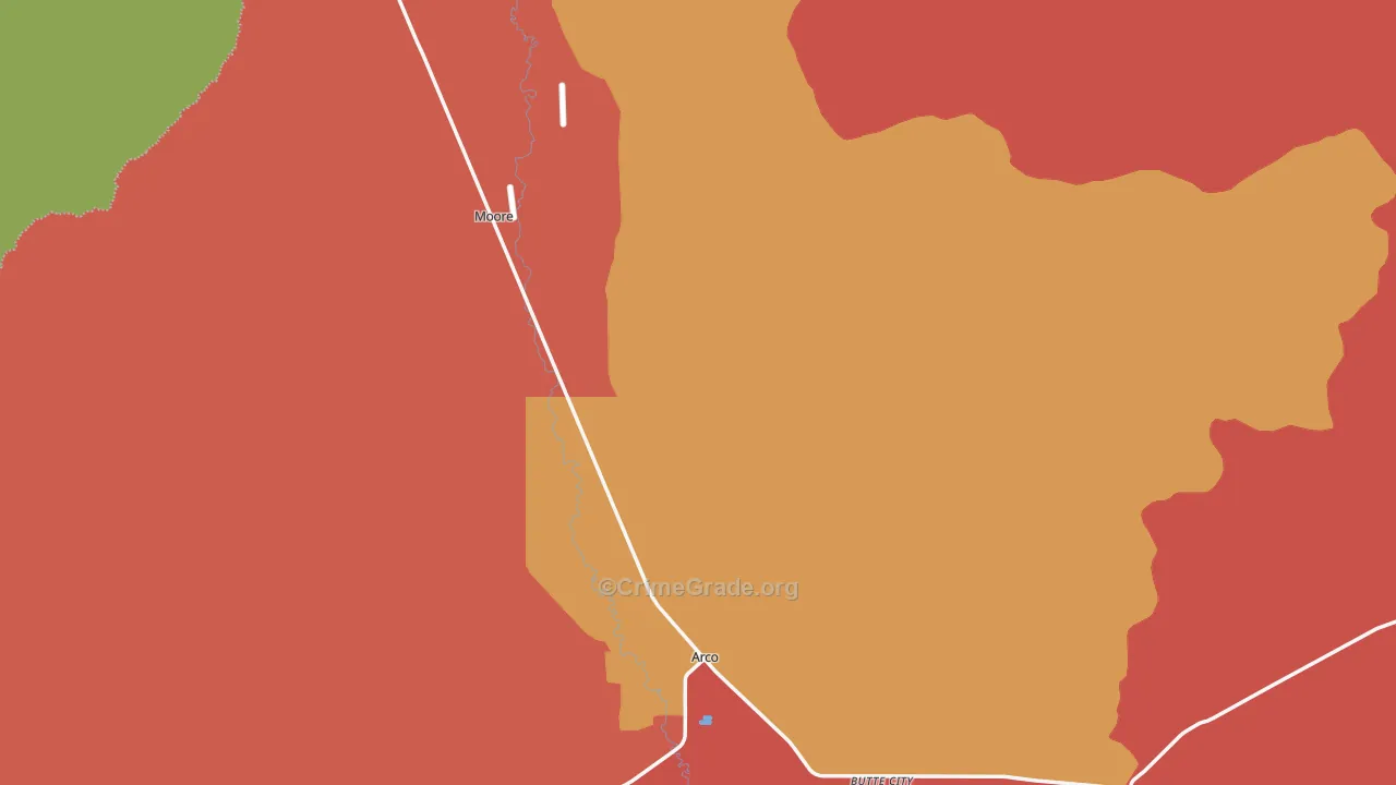 Butte County, ID Map of Robbery Rates