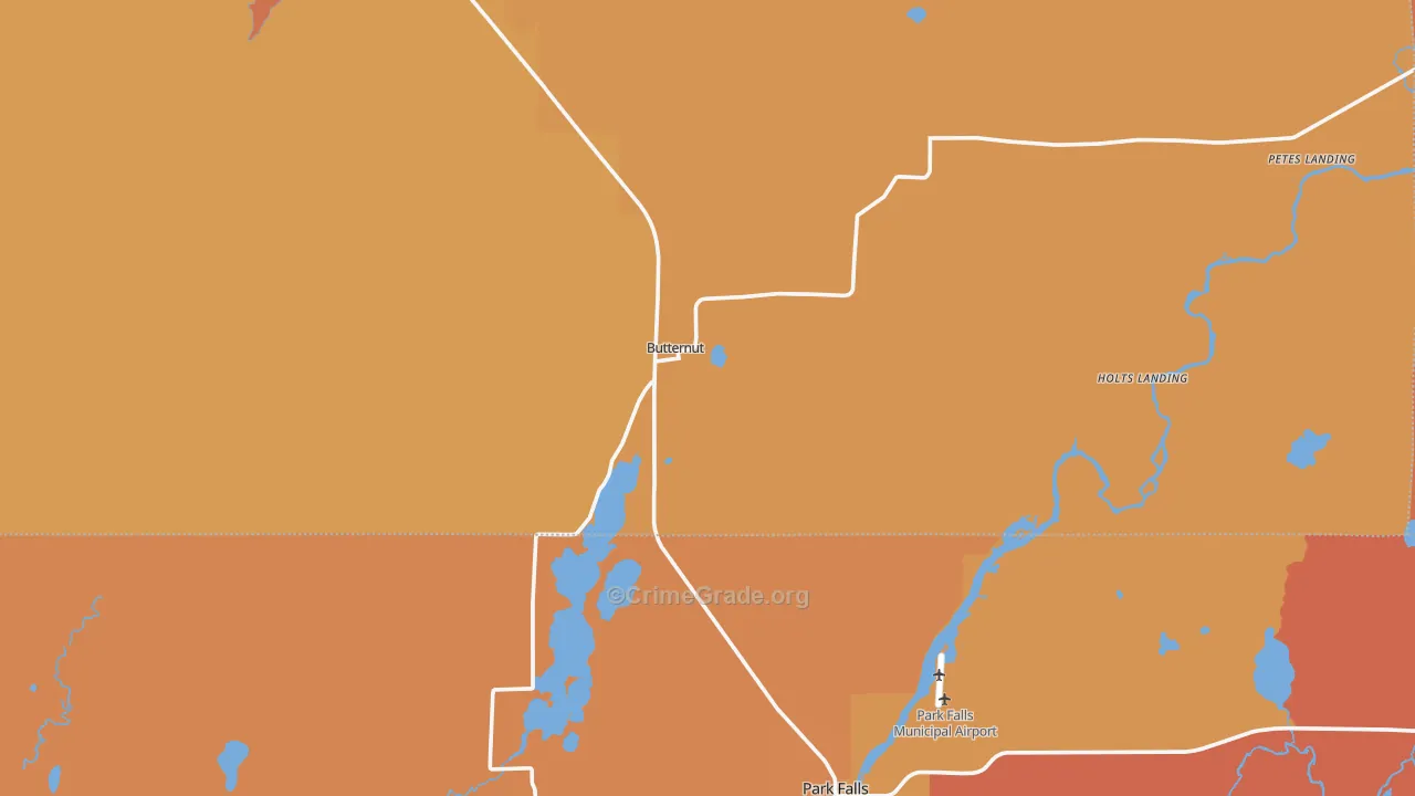 Butternut, WI Map of Robbery Rates