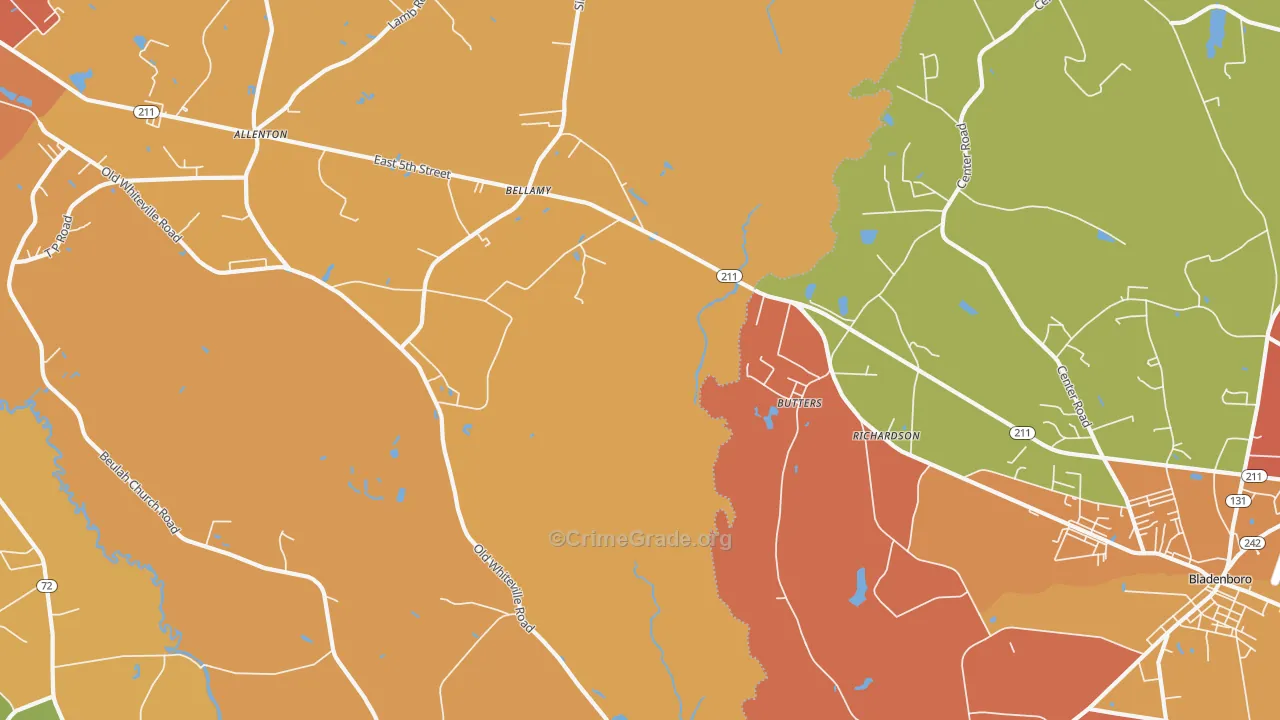 Butters, NC Map of Robbery Rates