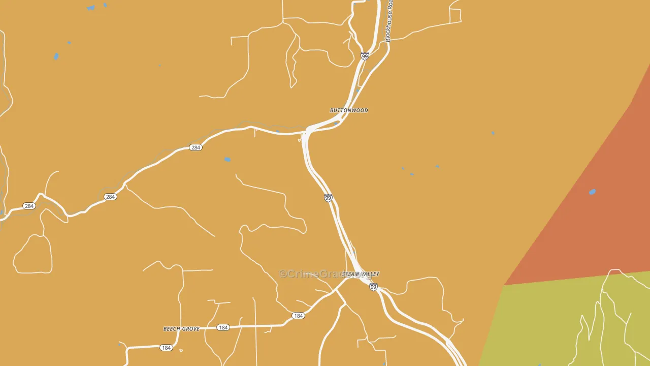 Buttonwood, PA Map of Robbery Rates
