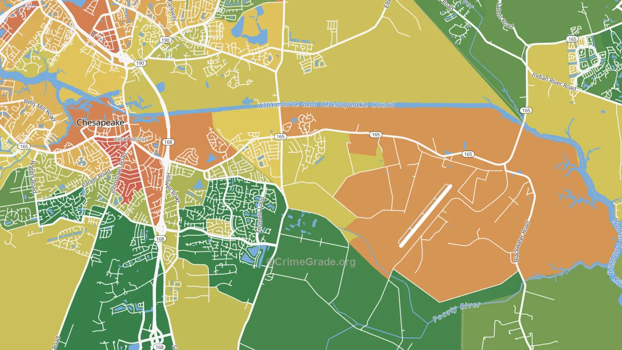 Butts Station, Chesapeake, VA Map of Robbery Rates