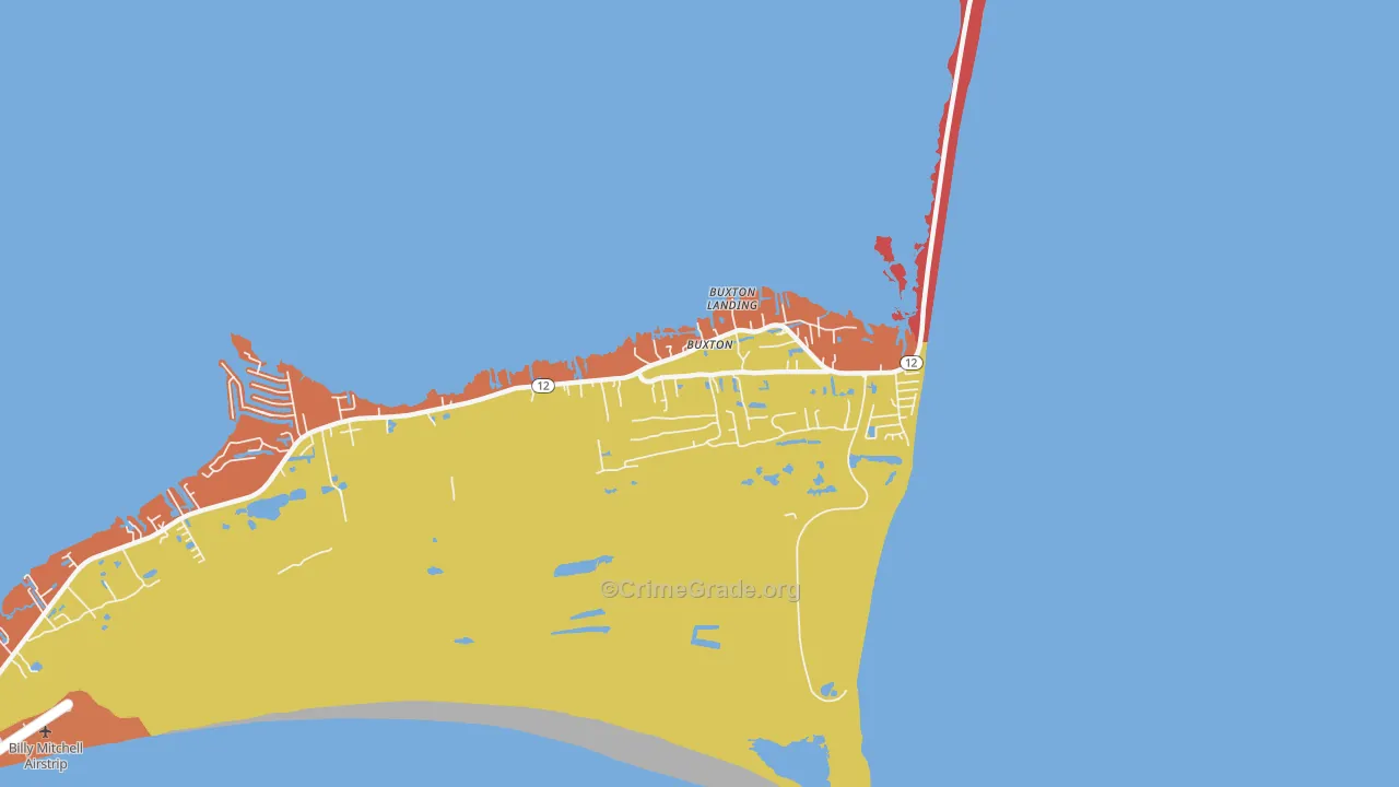 Buxton, NC Map of Robbery Rates