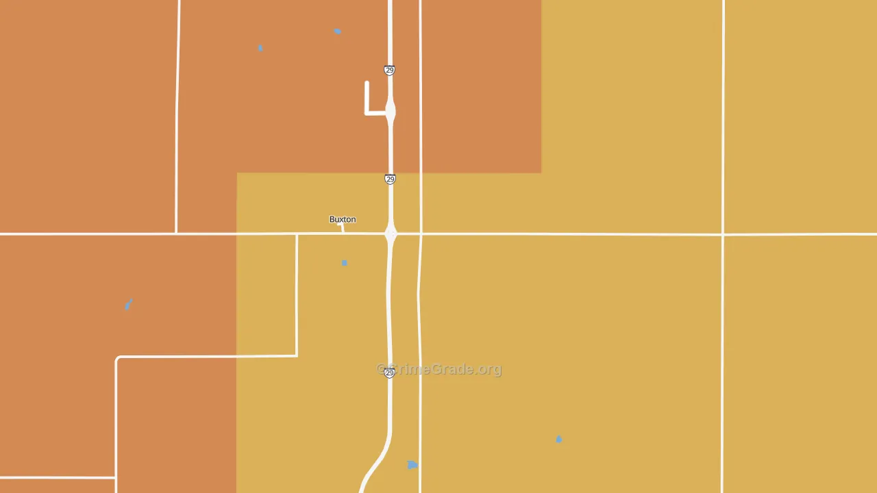 Buxton, ND Map of Robbery Rates