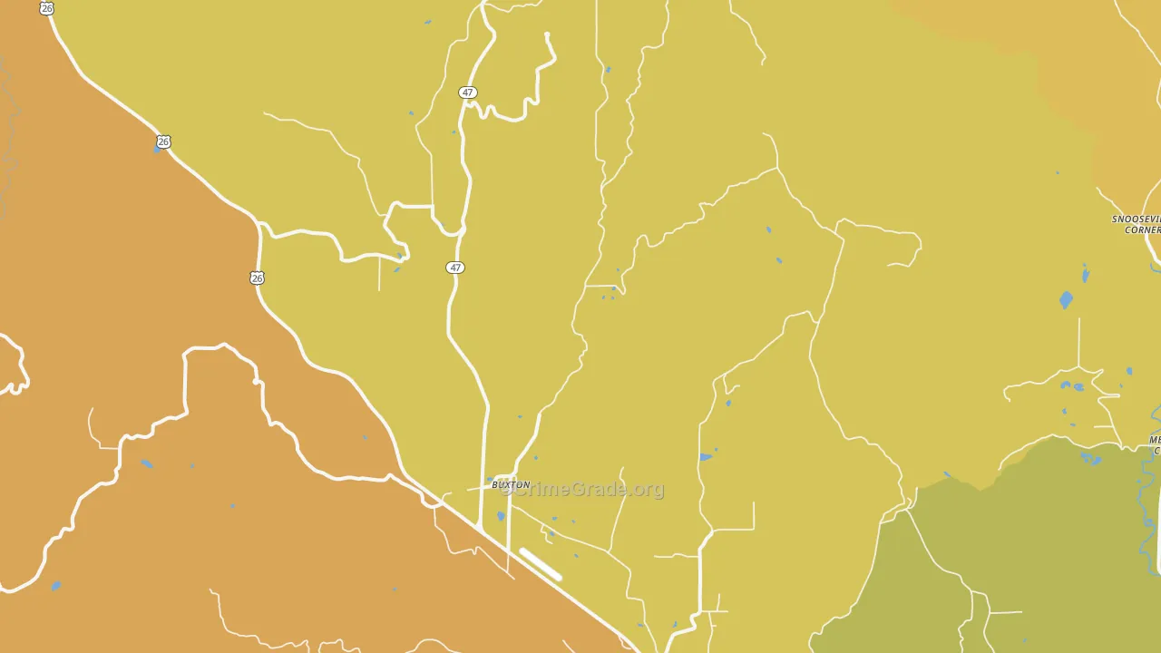 Buxton, OR Map of Robbery Rates