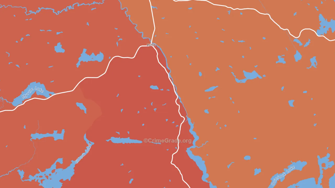 Buyck, MN Map of Robbery Rates