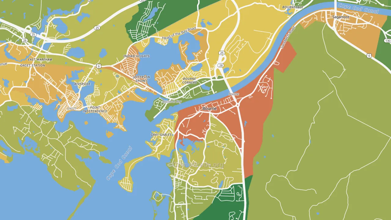 Buzzards Bay, MA Map of Robbery Rates