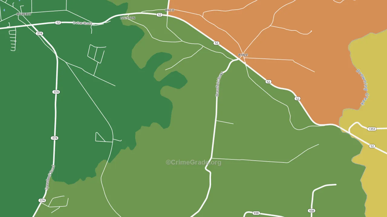 Bybee, KY Map of Robbery Rates