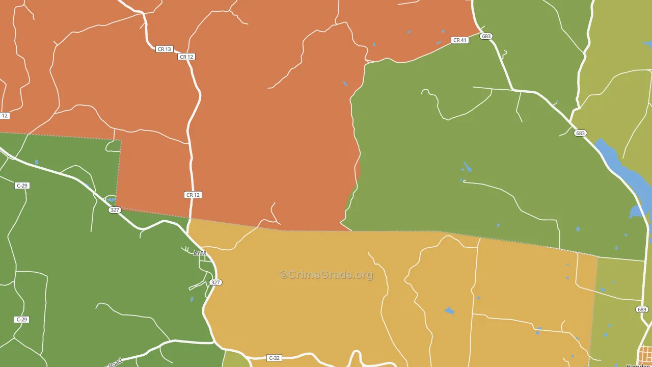 Byer, OH Map of Robbery Rates