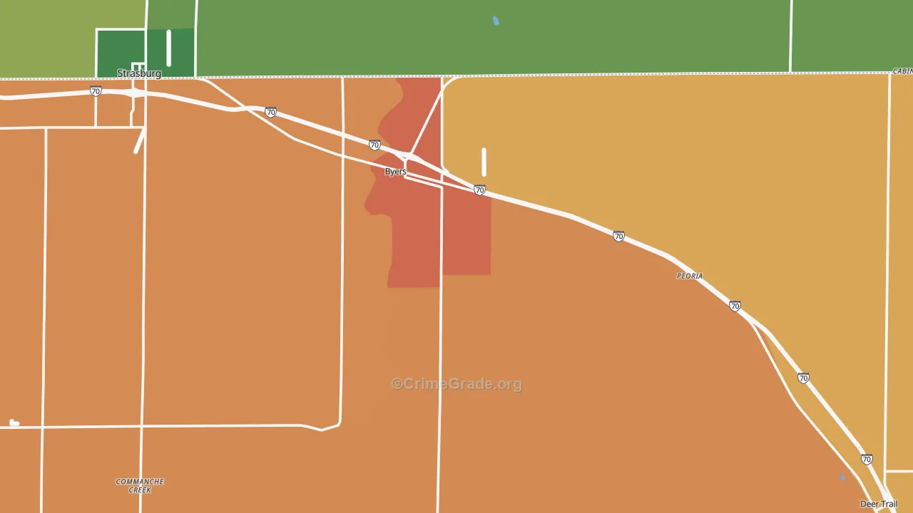 Byers, CO Map of Robbery Rates