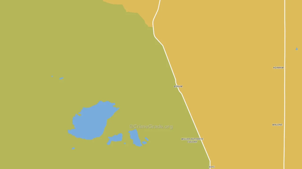 Bynum, MT Map of Robbery Rates