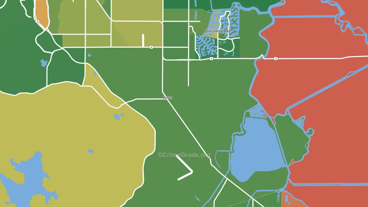 Byron, CA Map of Robbery Rates