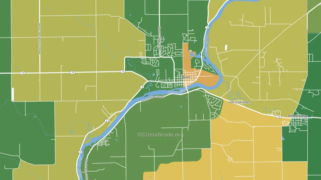 Byron, IL Map of Robbery Rates