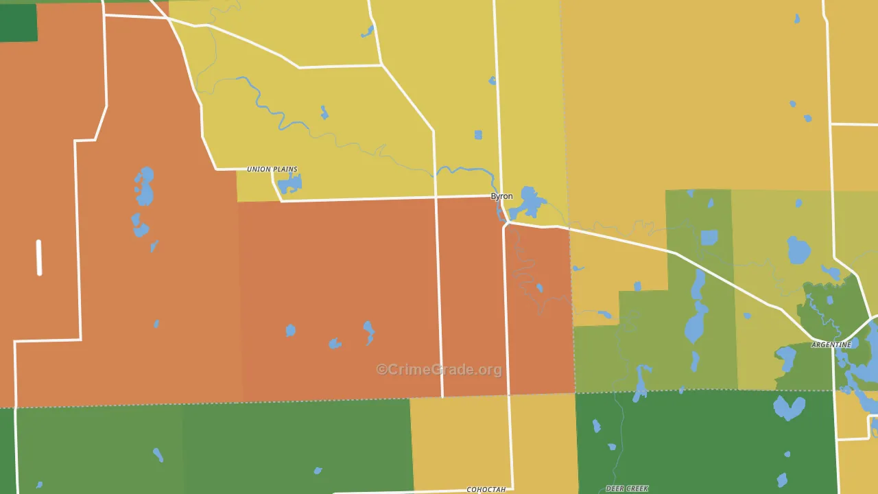 Byron, MI Map of Robbery Rates
