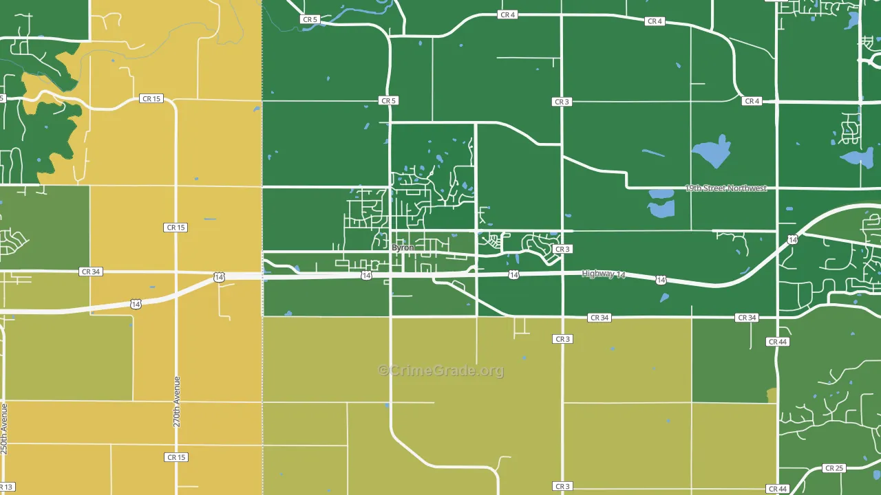 Byron, MN Map of Robbery Rates