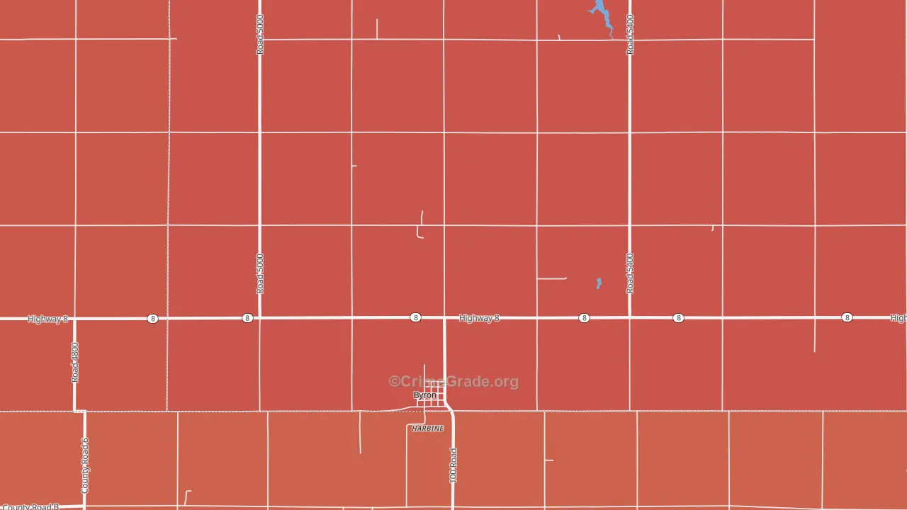 Byron, NE Map of Robbery Rates