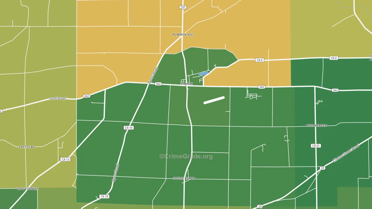 Byron, NY Map of Robbery Rates