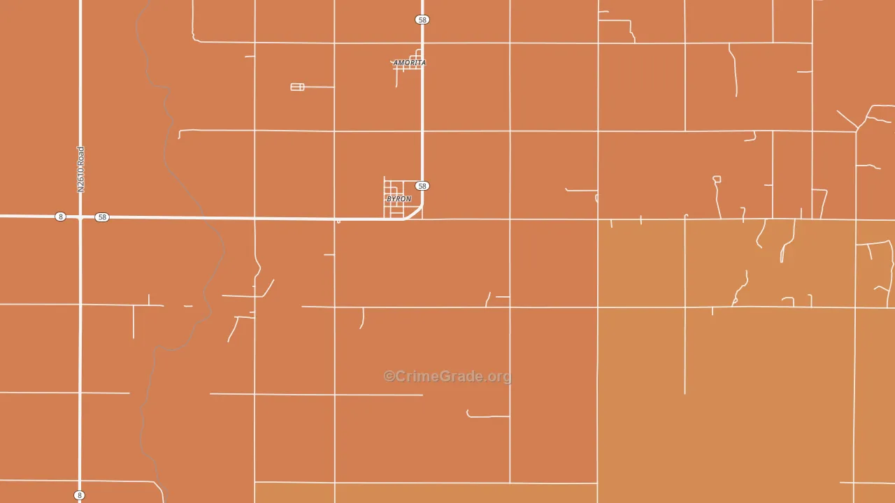 Byron, OK Map of Robbery Rates