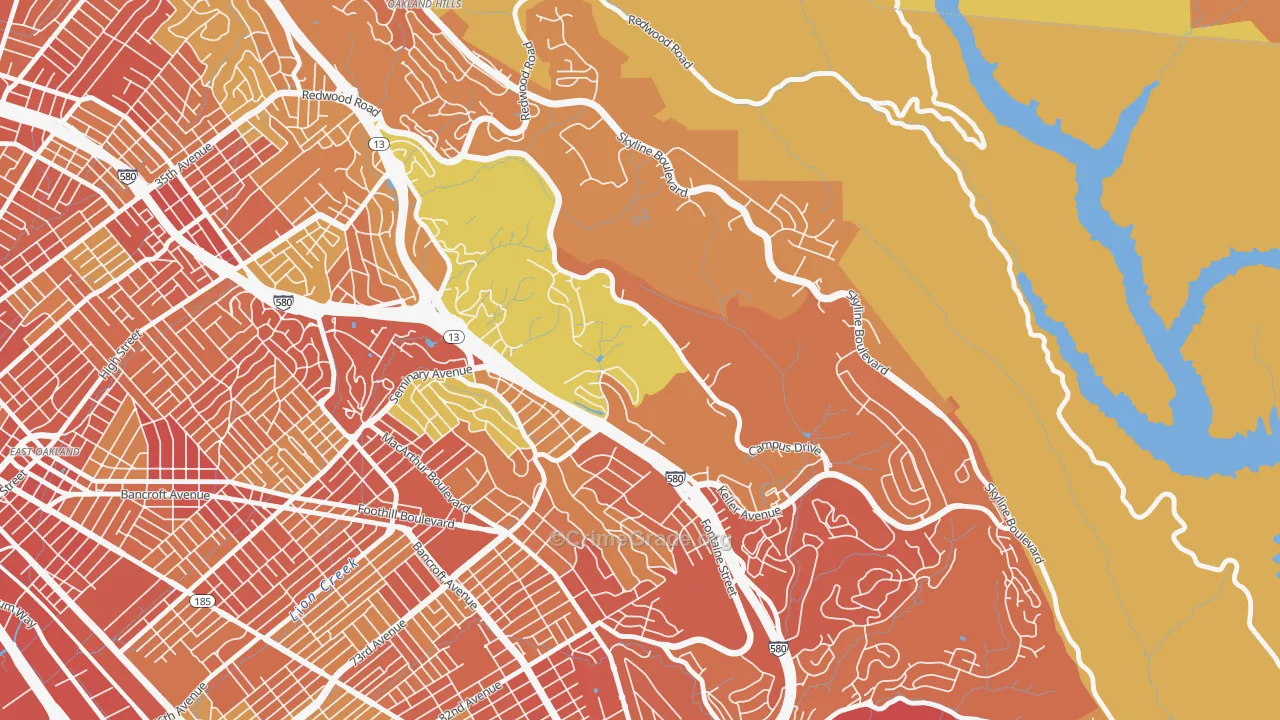 Caballo Hills, Oakland, CA Map of Robbery Rates