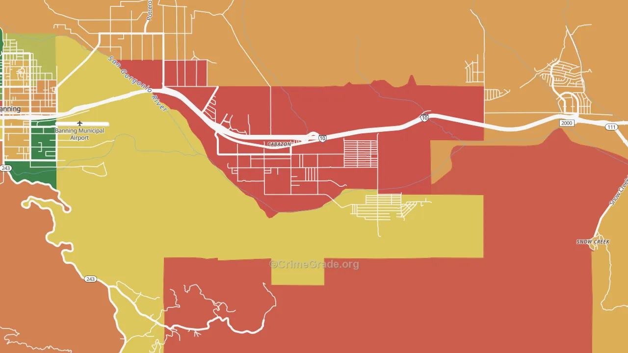 Cabazon, CA Map of Robbery Rates