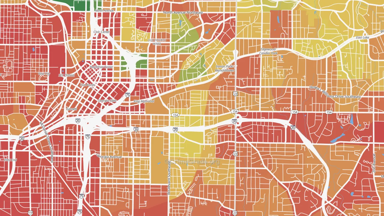 Cabbage Town, Atlanta, GA Map of Robbery Rates