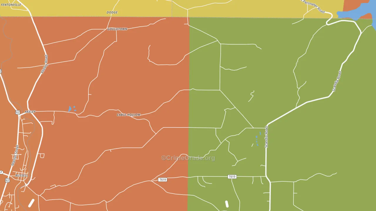 Cable Hollow, PA Map of Robbery Rates