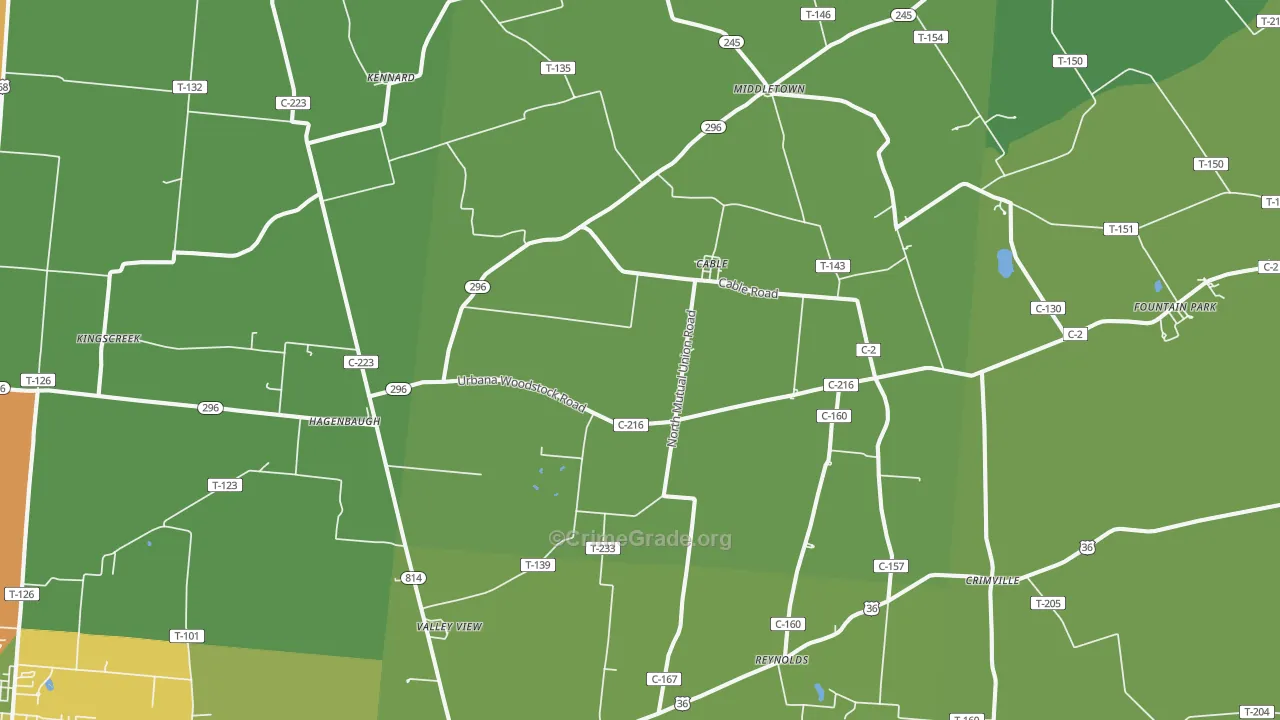 Cable, OH Map of Robbery Rates