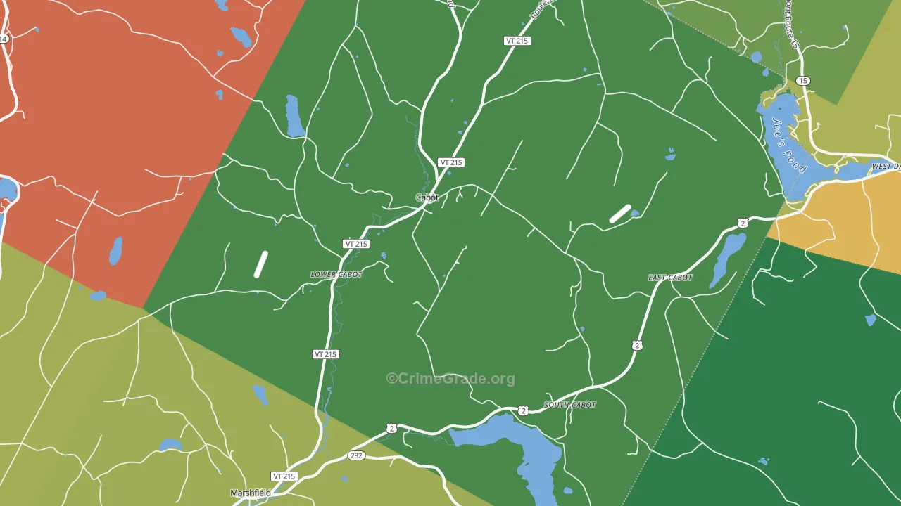 Cabot, VT Map of Robbery Rates